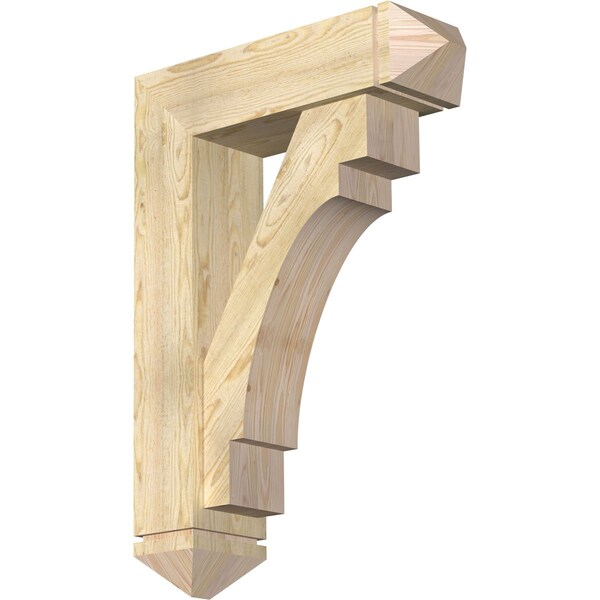 Ekena Millwork Merced Arts and Crafts Rough Sawn Bracket w/ Offset Brace, Douglas Fir, 8"W x 28"D x 40"H BKT0806X28X40MRC03RDF - main